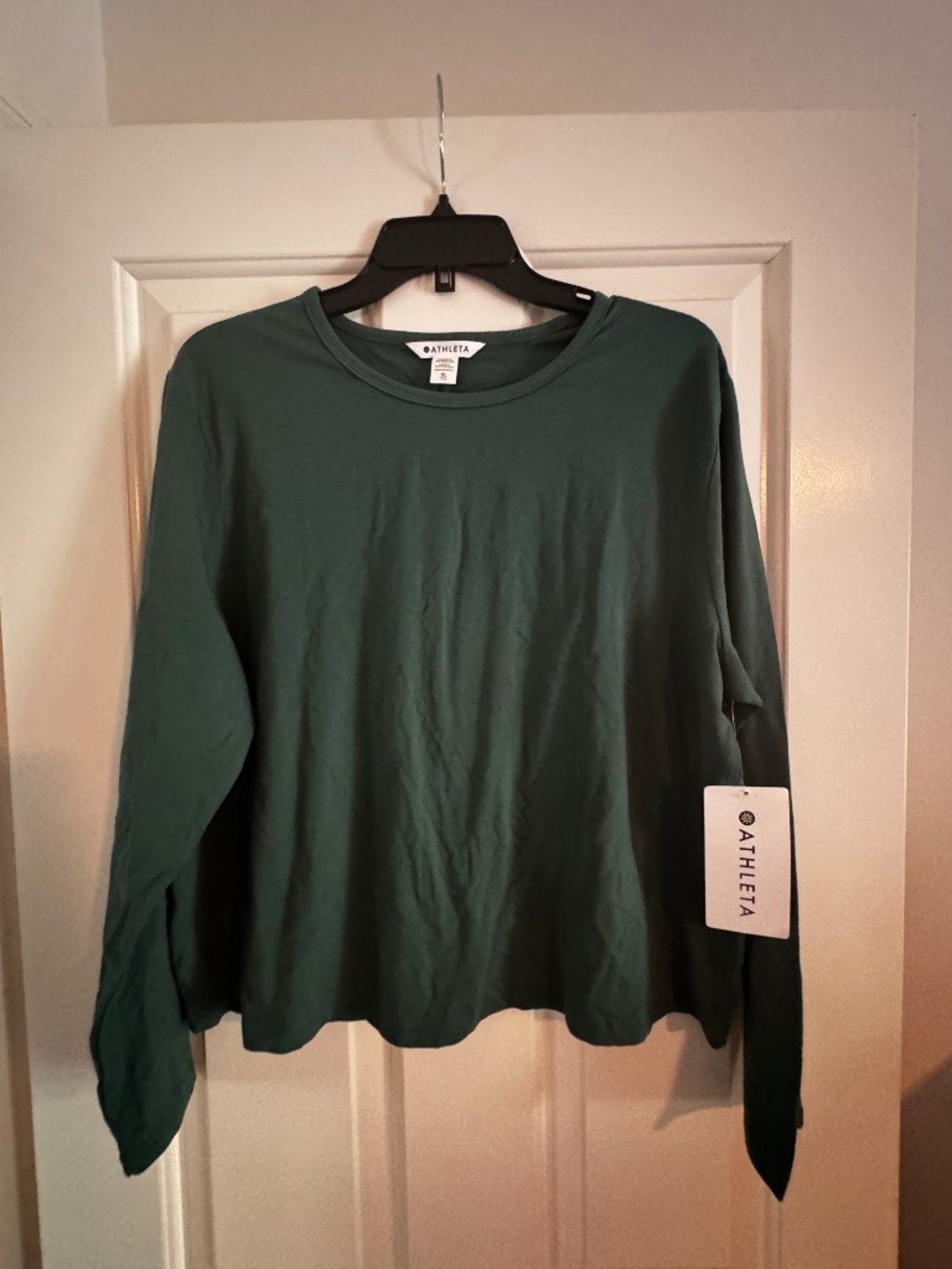 Athleta Women's Long-Sleeve Crew Neck Top - Forest Green Never Worn But No Tags